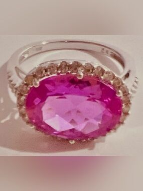 ✨Stunning 6CT Pink Sapphire Diamond 10KT Gold Cushion Cut Cocktail Wedding Ring